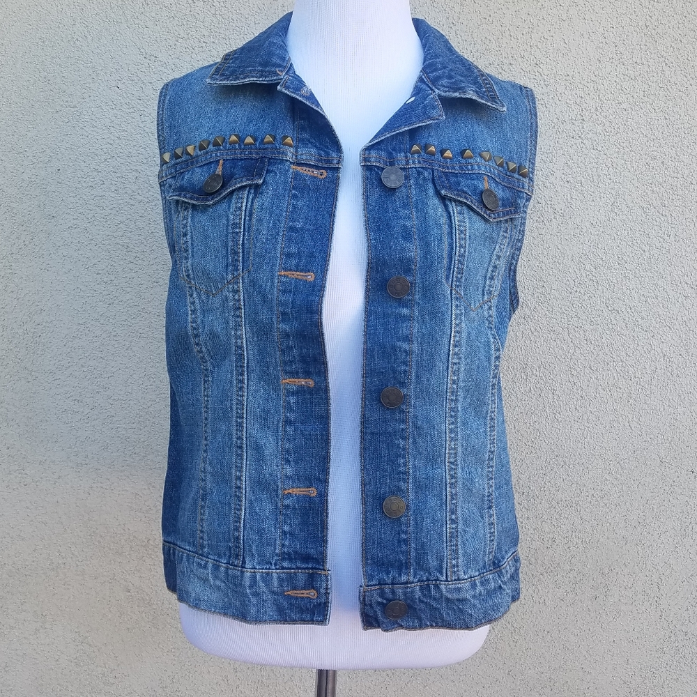 BDG Urban Outfitters Gold Studded Jean Vest